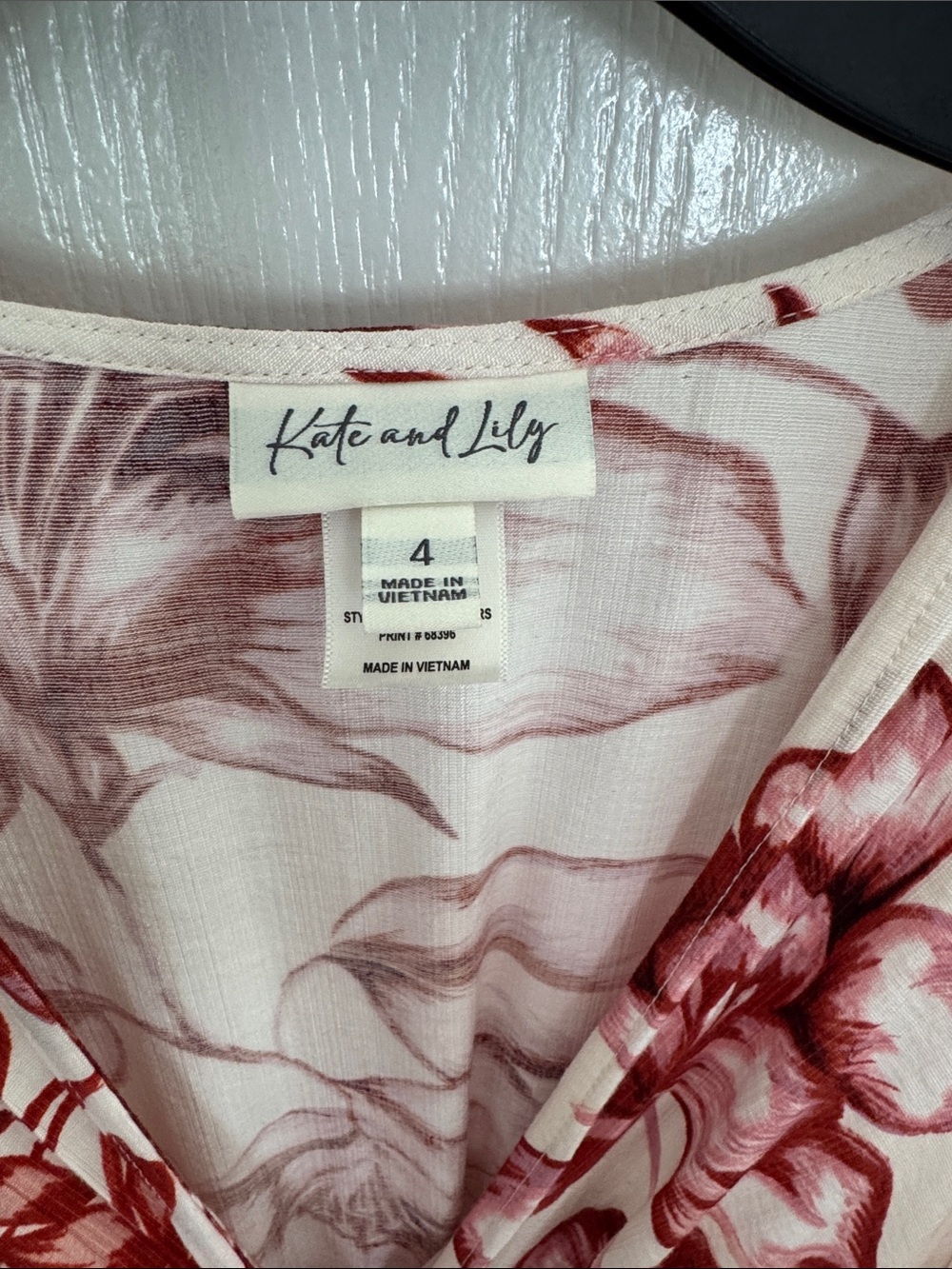 Floral Faux Wrap High-Low Dress in Cream and Burgundy - Picture 2 of 6